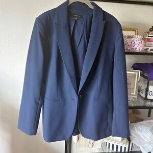 Ann Taylor Deep Navy Single-Button Blazer